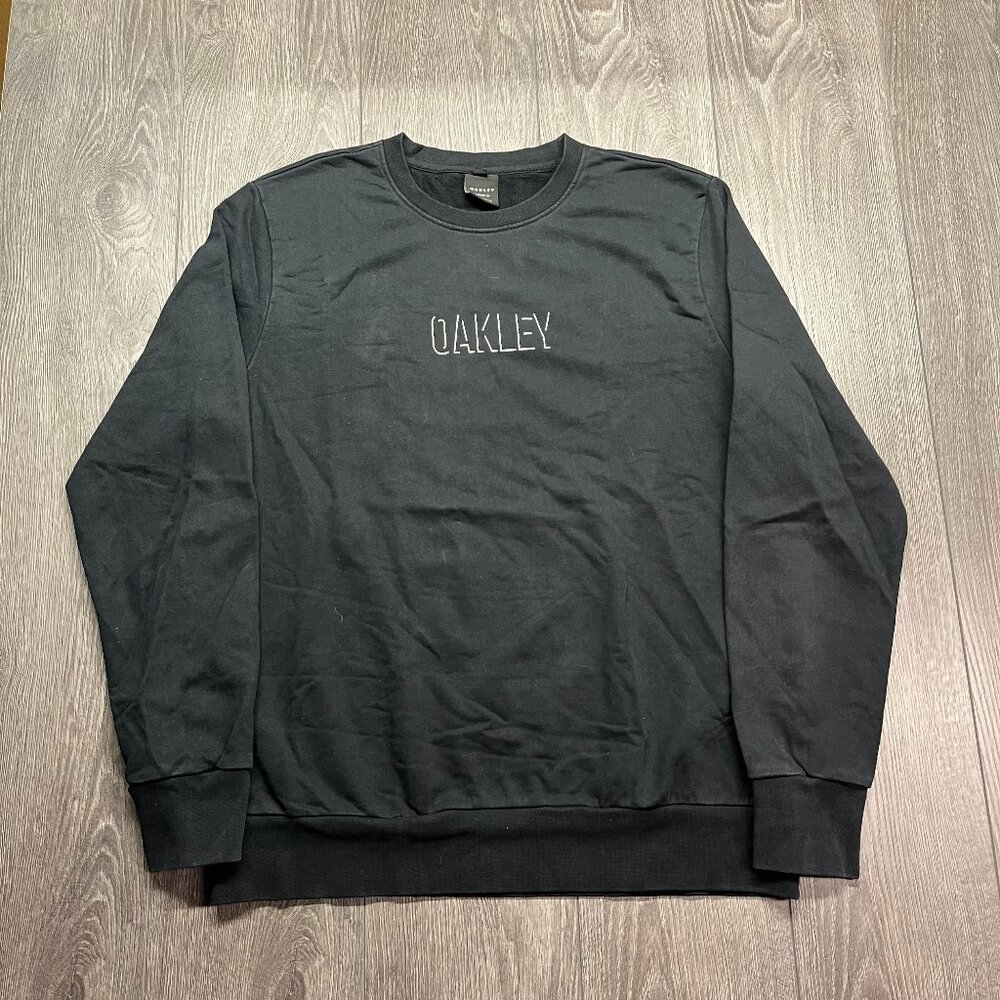 Oakley Black Sweatshirt XL Extra Large Spell‎ Out Heavy Weight Crewneck